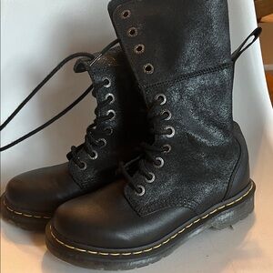 Dr. Martens Black Combat Boots with Yellow Stitching